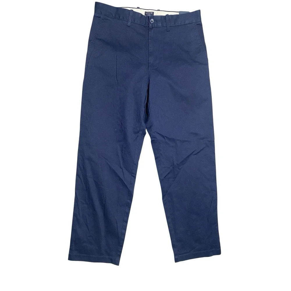 J‎ Crew Navy Blue Relaxed Fit Chino Pants FLEX Flat Front Men's Size 32x30 BR813
